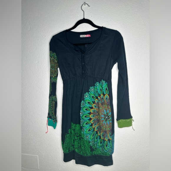 Desigual Other - Desigual Black and Green Patterned Dress